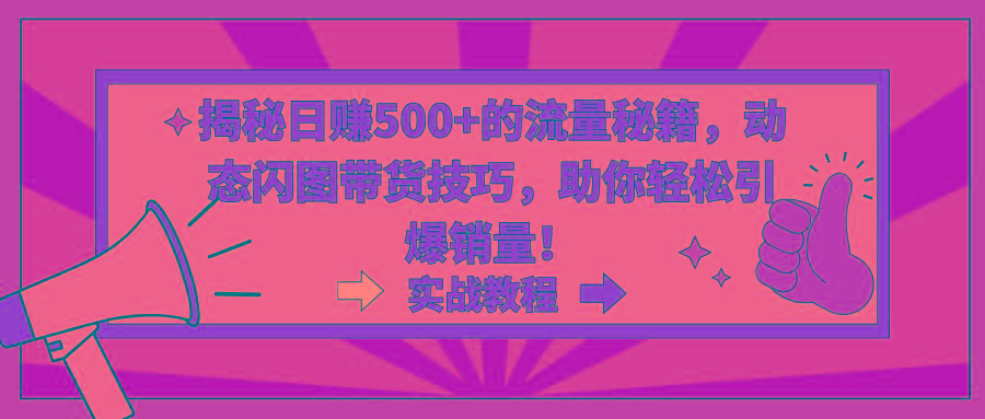 揭秘日赚500+的流量秘籍，动态闪图带货技巧，助你轻松引爆销量！-爱找项目网